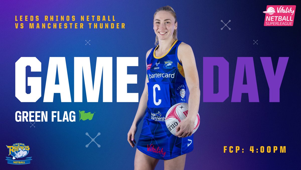 RhinosNetballSL's tweet photo. It's #𝗧𝗵𝗲𝗕𝗶𝗴𝗢𝗻𝗲 today! Don't miss our match against @thundernetball at the @fdarena, FCP 4pm.

🎟️Tickets available via https://t.co/S3f34AtFLl and at the Arena

#VNSL2022 | #RhinosNetball https://t.co/nVFh9HlIw7