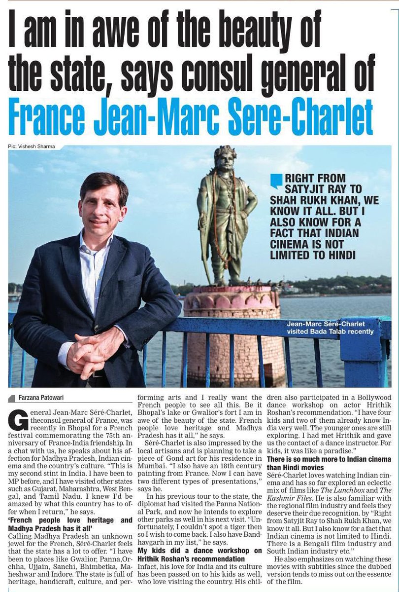 It was nice talking to the French consul General Jean-Marc Sere-Charlet! His love for jalebis to how modest he finds the artists of #MadhyaPradesh 

#franceindia #bonjourindia #namastefrance #frenchconnection #frenchconsulate #frenchconsulegeneral #timesofindia
