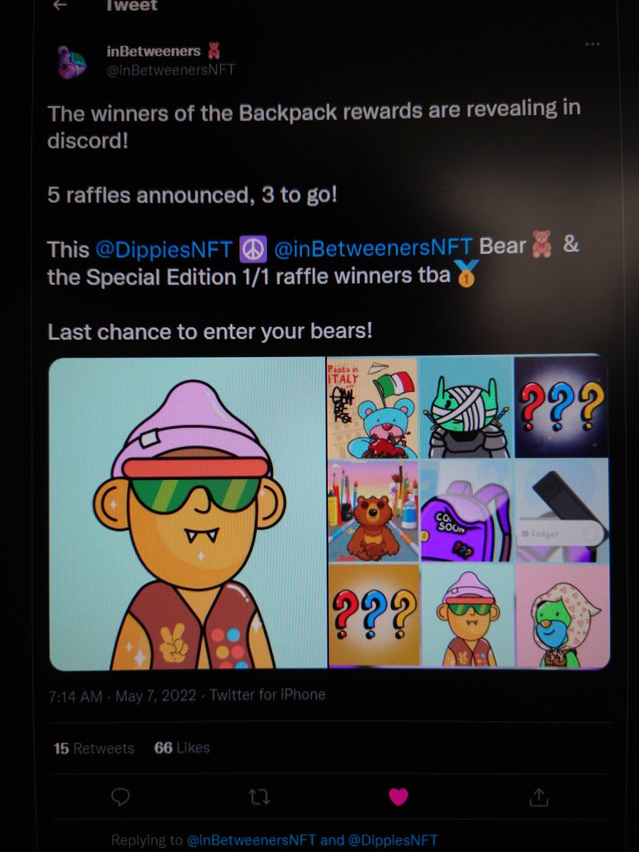 rstszeto's tweet photo. @inBetweenersNFT  @DippiesNFT 
WoW ! What a day for me 🧸My best lucky for it , s/o to all bear lovers and dippies lovers 🤘🏻We gonna blow up soon 🚀 

Lets go @inBetweenersNFT 🧸✨✨ https://t.co/rgAwKU53Xq