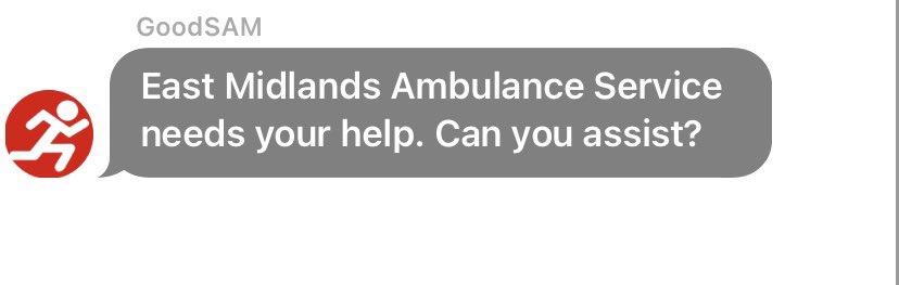 GoodSam activation by EMAS in Hampshire - I assume a stacking call assist for EOC led to this. Unfortunately way too far away to respond - perhaps <a href="/SCAS999/">South Central Ambulance Service</a> needs to implement this system, looks like it works well!