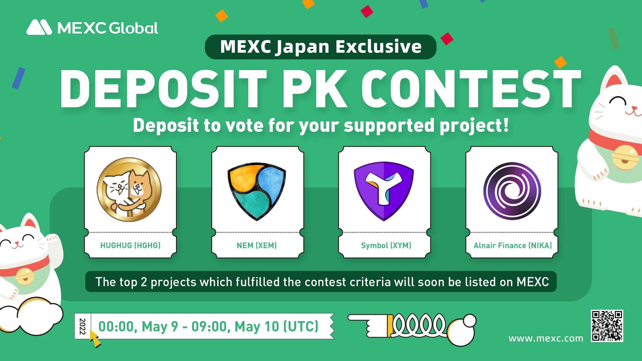 Final Result of MEXC Japan Exclusive: \Deposit PK Contest\ for HGHG, XEM,  XYM and NIKA - MEXC Global