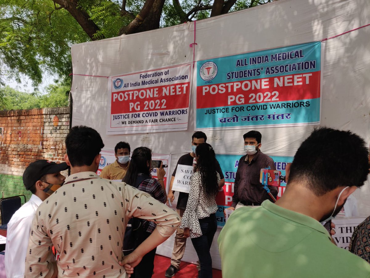 DrJsinghRajawat's tweet photo. Protest going on, please join 
#POSTPONENEETPG2022_MODIJI 
#JantarMantar https://t.co/0Ooak1TFBq