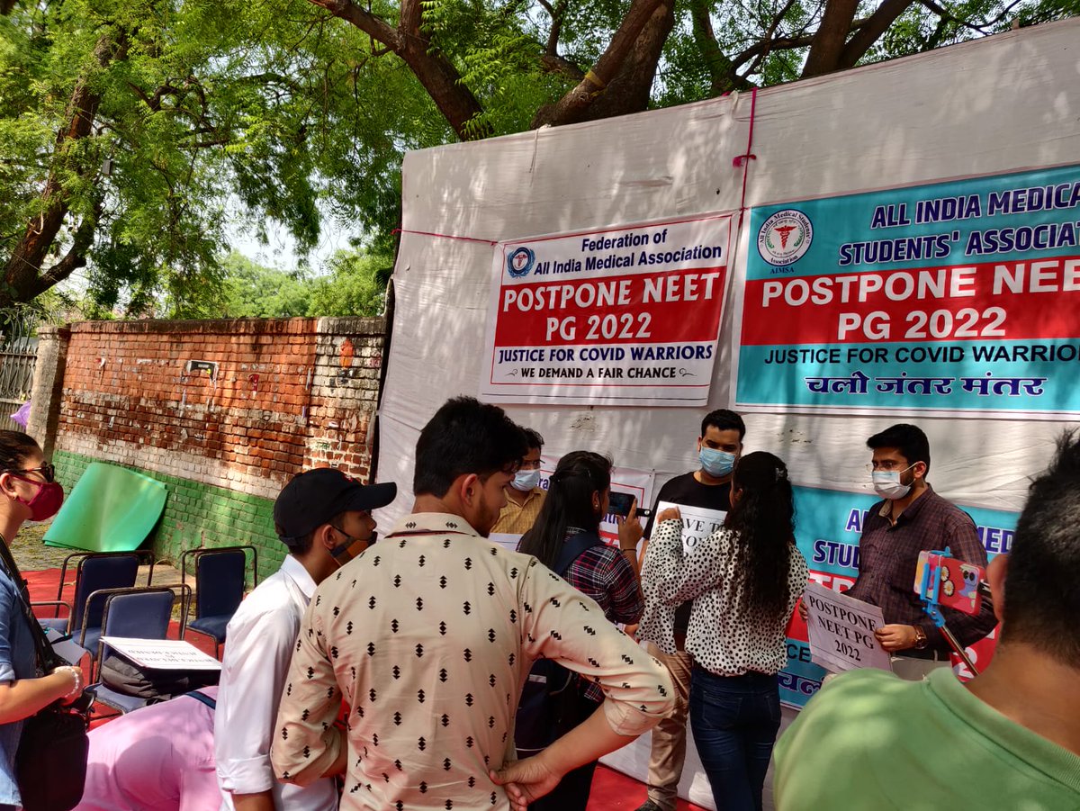 DrJsinghRajawat's tweet photo. Protest going on, please join 
#POSTPONENEETPG2022_MODIJI 
#JantarMantar https://t.co/0Ooak1TFBq