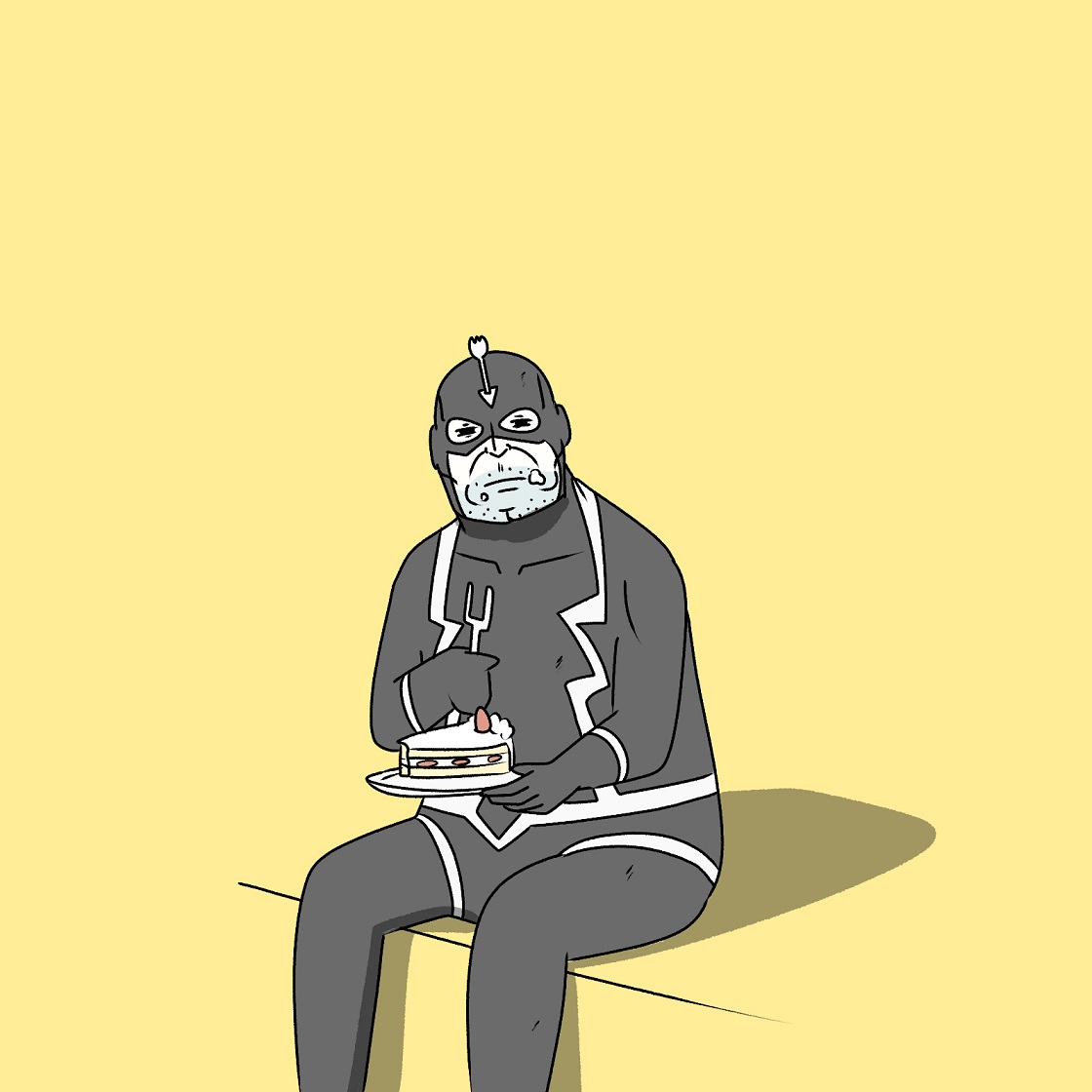 「ケーキ食べてるブラックボルト 」|Mr.Aのイラスト