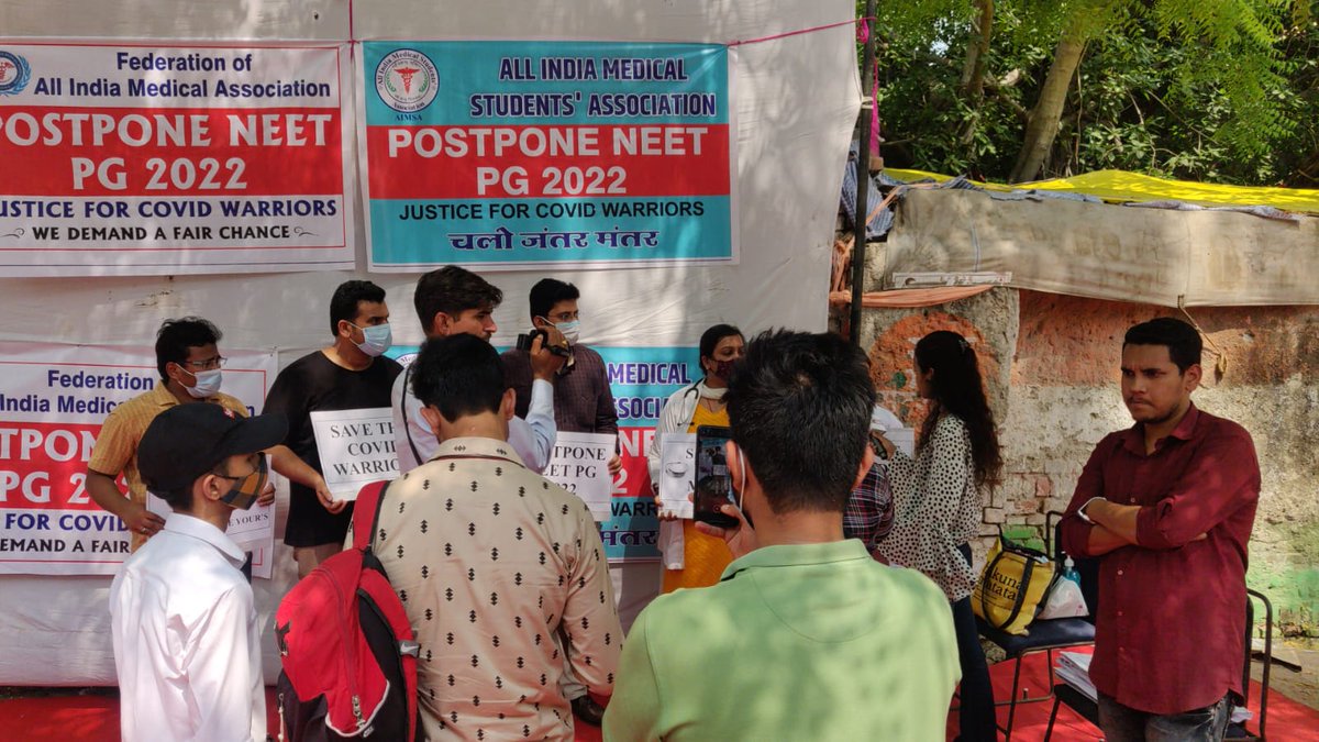 DrJsinghRajawat's tweet photo. Protest going on, please join 
#POSTPONENEETPG2022_MODIJI 
#JantarMantar https://t.co/0Ooak1TFBq