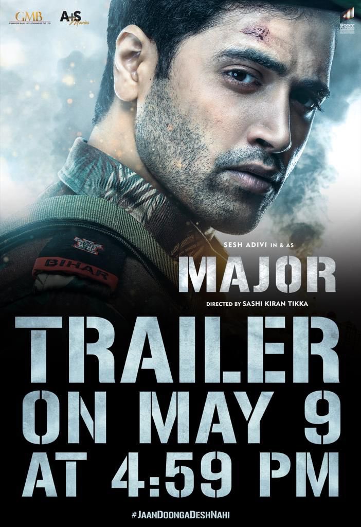 #MajorTrailer  TOMORROW AT 4:59 PM 🔥🔥

#MajorTheFilm
#JaanDoongaDeshNahi