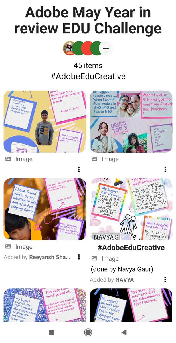 May Year in Review EDU Challenge -  
Students are participating enthusiastically in May year in review challenge.
Have a look at this <a href="/wakelet/">Wakelet 💙</a>
Collection: wke.lt/w/s/_KYjBr

<a href="/AdobeForEdu/">Adobe For Education</a> <a href="/AdobeExpress/">Adobe Express</a> <a href="/MsClaraGalan/">Clara Galán</a> <a href="/TanyaAvrith/">Tanya Avrith ❤️ 💜 #AdobeEduCreative</a> <a href="/ieshasharma/">Iesha Sharma #AdobeEduCreative #adobeforedu</a> #AdobeEduCreative
