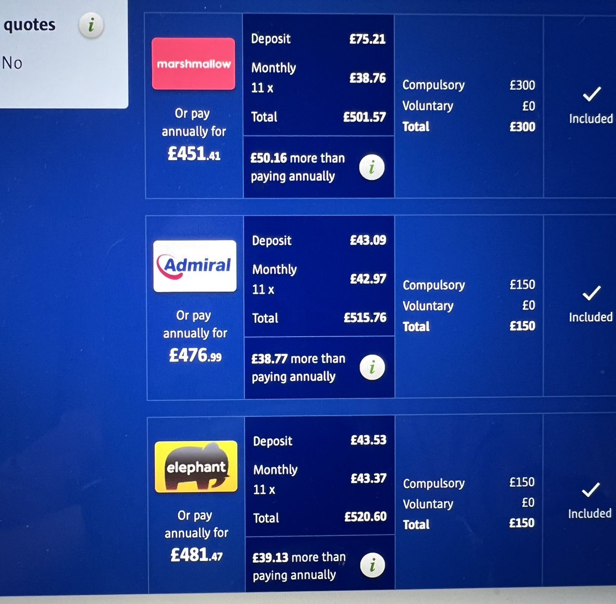 DO YOUR CAR INSURANCE 26 DAYS BEFORE ITS DUE - I heard on the radio one day the cheapest time do check your car insurance is 26 days before, so I used <a href="/comparethemkt/">Compare the Market</a> to store my quotes, first photo is 26 days before, second photo was 6 days before! £108 difference, same company!
