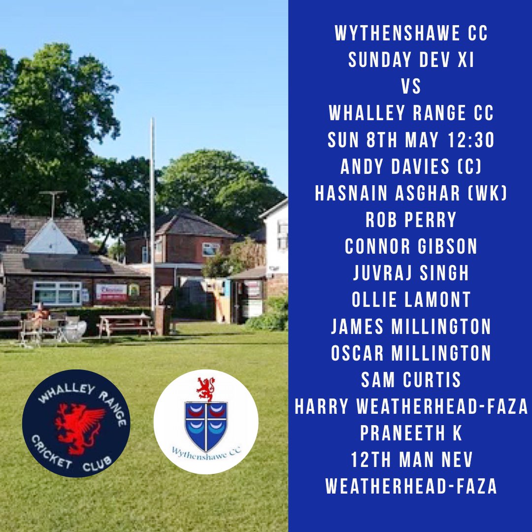 Another busy Sunday for Wythenshawe Cricket &amp; Sports Club as we host <a href="/DidsburyWCC/">Didsbury Womens CC🐝</a> 1XI for their home fixture v <a href="/Trinity_Cricket/">Stockport Trinity CC</a> 1:30pm
Plus CITY v Newcastle LIVE 4:30pm
WCC Sun Dev 3XI travel to <a href="/WhalleyRangeCC/">Whalley Range CC</a> 12:30pm start
Bar Open at Longley Lane, from noon, all welcome 🏏⚽️🍻