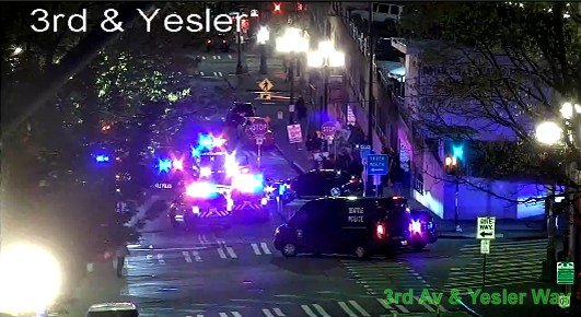 SDOTtraffic's tweet photo. There is SPD activity on Yesler Way between 2nd AV ET S &amp; Occidental Ave S blocking eastbound &amp; westbound lanes. Seek alternate routes. https://t.co/L8mr9EA5va