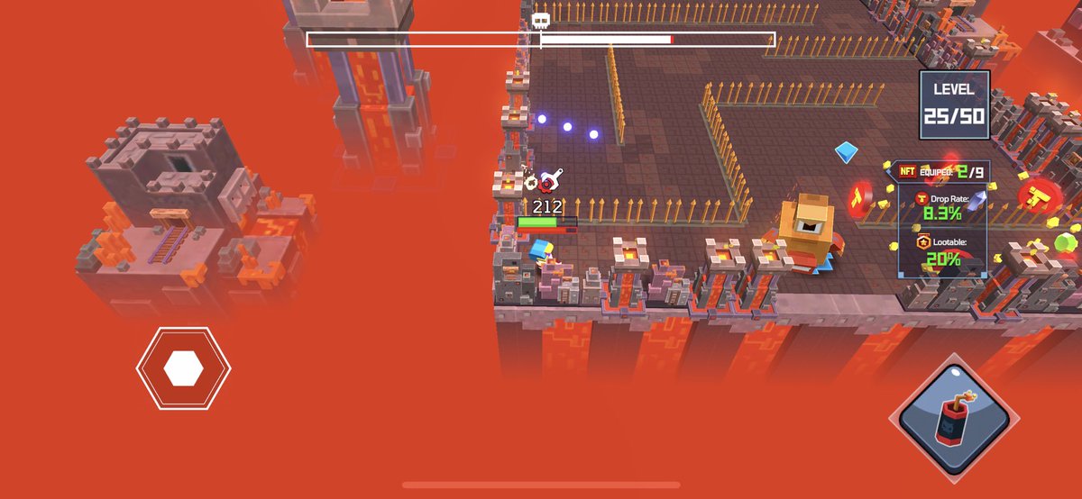 火のステージレベル25付近で出てくるボスの倒し方。

左角で打ち続ける。

波打つ攻撃してくるけど当たらない。

 #TitanHunters  
 #タイタンハンターズ