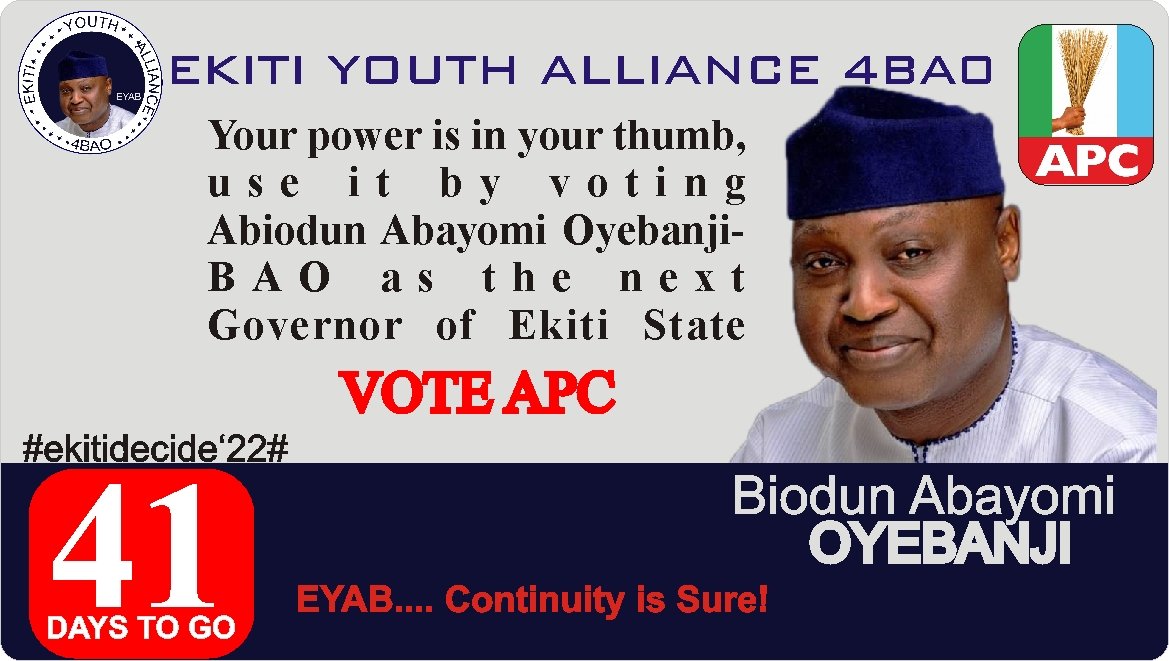 EYAB_2022's tweet photo. @kfayemi @biodunaoyebanji @biodunaoyebanji @BiodunAbayomiOr @BOyebanjii Good morning and happy Sunday to you all. 
Please remember BAO and June 18 ,2022 in your pray today. God help us. Amen. https://t.co/vpl82kmC6p