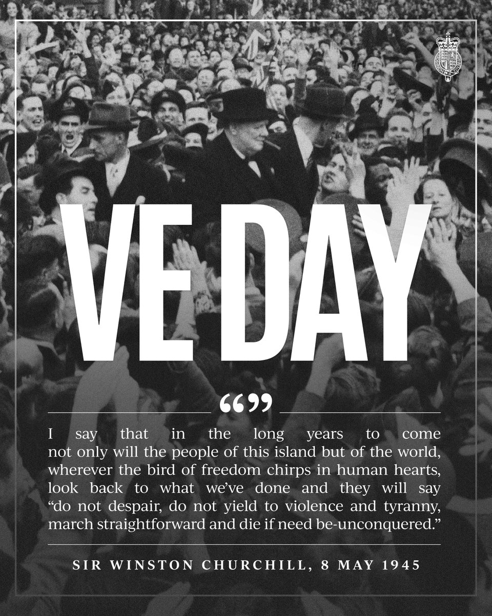pritipatel's tweet photo. 🇬🇧 Today is Victory in Europe Day.

We remember that great generation of men &amp; women who served and fought for our country so we could know freedom.

77 years on, we support that same unconquerable spirit shown today by Ukrainians against the violence &amp; tyranny of Putin.

#VEDay https://t.co/YqsciKjsfG