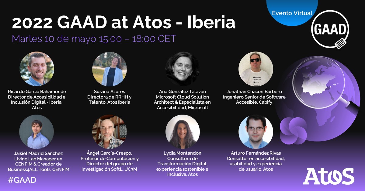 🔴¡Celebra el #GAAD con nosotros/as! En este evento en español entrevistaremos a expertos de prestigio mundial en temas de #accesibilidad.

👀 El próximo martes, 10 de mayo, de 15:00 a 18:00 CET no te pierdas a nuestros invitados en #livestream, aquí en nuestra cuenta de Twitter.