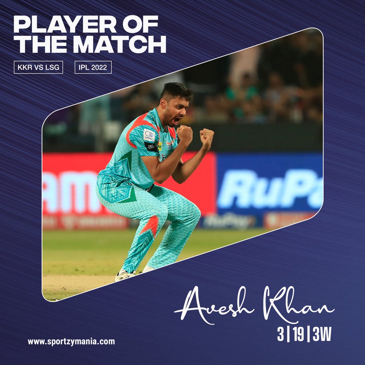 SzmMania's tweet photo. Avesh Khan continued his good form with the ball for Lucknow Super Giants! 🔥

#aveshkhan #LucknowSuperGiants #LSG #LSGvKKR #AbApniBaariHai #TATAIPL #IPL2022 https://t.co/qKbarG4m0k