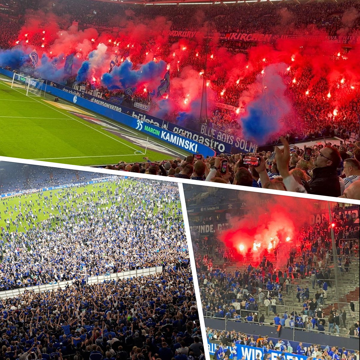 Collage aus Pyro- und Platzsturm-Bildern.