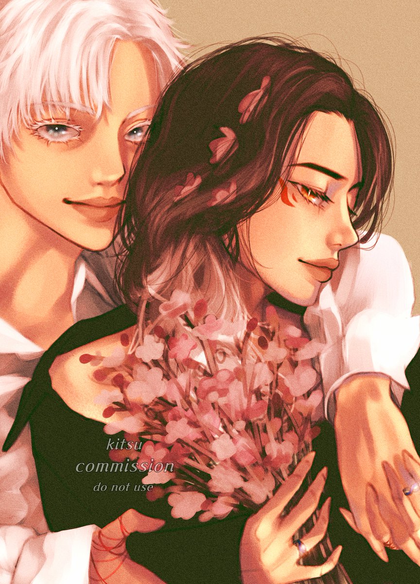 MiuraChronicler's tweet photo. Pink blossoms represent happiness, grace, passion, sentiment...love💗
Thank you to my bb 
@snowberryaki
 for this. Finally get to share this gjchk fluff piece 🌸❤️🥰 
#呪術廻戦 
From: JJK: Miura and the Twisted Curse 
M-rating | On-going
#呪術廻戦 
https://t.co/0TRhLg7DQy https://t.co/drJBLnuKNM