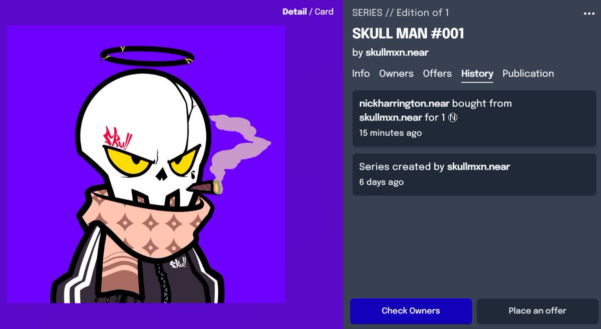 SKULLMVN_NFT's tweet photo. 🎉SOLD!🎉
Name : SKULL MAN #001-004
Collecter : @aaxxiivc 
Link : https://t.co/abns3iGztw

#SMG #NFT #NFTs #NFTCommunity #NFTartist #NFTProject #NEARnft #NFTTHAILAND #nearNFTs #NEARProtocol #PARASnft https://t.co/M6dHMxkjhR