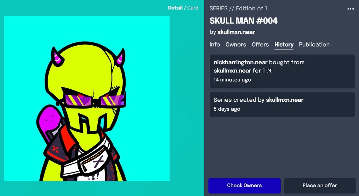 🎉SOLD!🎉
Name : SKULL MAN #001-004
Collecter : <a href="/aaxxiivc/">AAXXII Venture Capital 🚀 | Web3dom</a> 
Link : paras.id/collection/sku…

#SMG #NFT #NFTs #NFTCommunity #NFTartist #NFTProject #NEARnft #NFTTHAILAND #nearNFTs #NEARProtocol #PARASnft