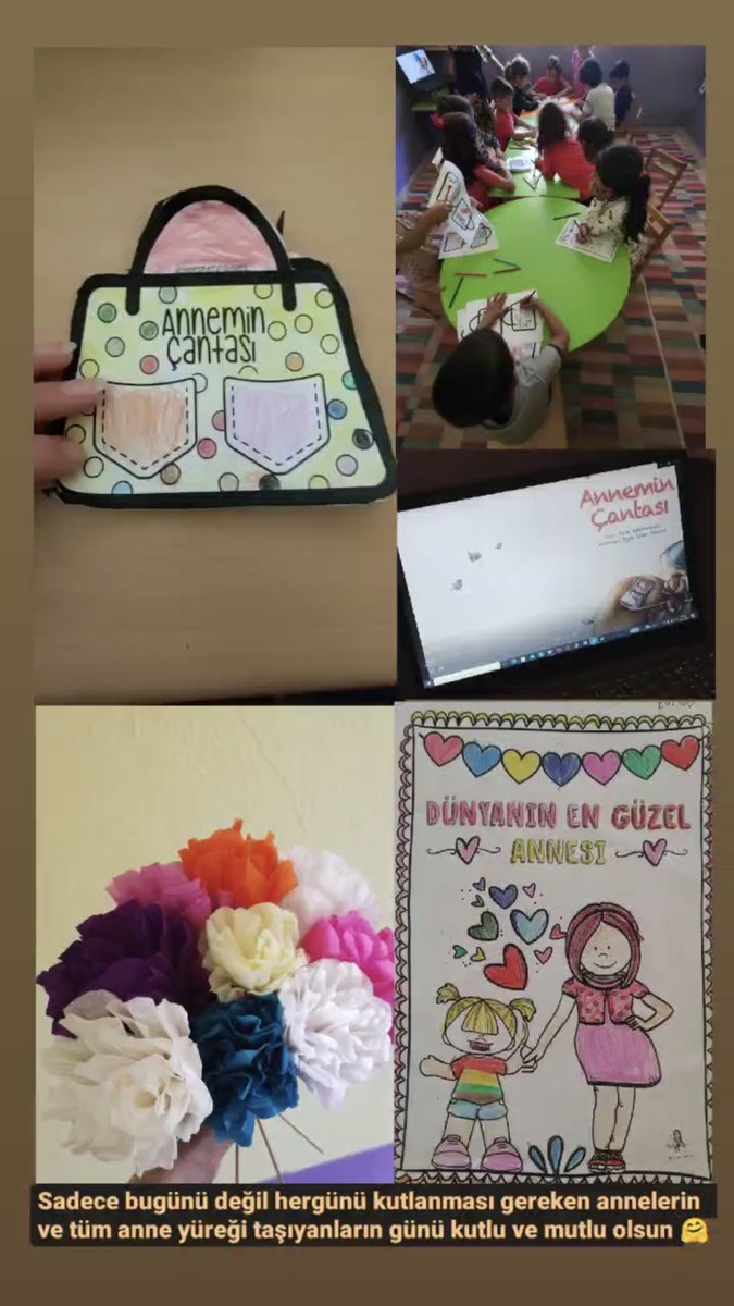 “Annemin Çantası” hikayesini dinledikten sonra etkinliklerimizi gerçekleştirip, annelerimize hediyeler hazırladık. Hayatta olan ve olmayan ilk öğretmenlerimiz annelerimizin anneler günü kutlu olsun.