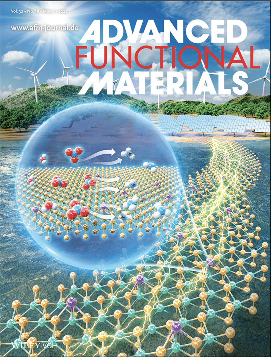 VoiryGroup's tweet photo. Our work on the photocatalytic production of #ammonia from nitrate was featured on the cover of Advanced Functional Materials! @INC_CNRS @ERC_Research https://t.co/dHL6ohJ0ea