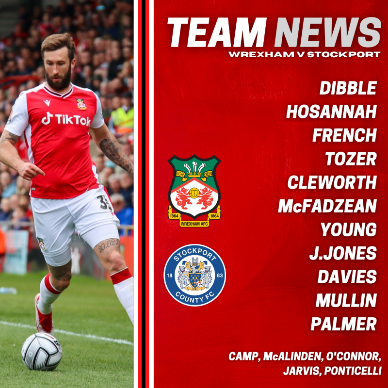 Wrexham_AFC's tweet photo. The teams are in... it's an unchanged starting XI for Phil Parkinson's Red Dragons, while Liam McAlinden and Jordan Ponticelli come onto the bench.

🔴⚪ #WxmAFC