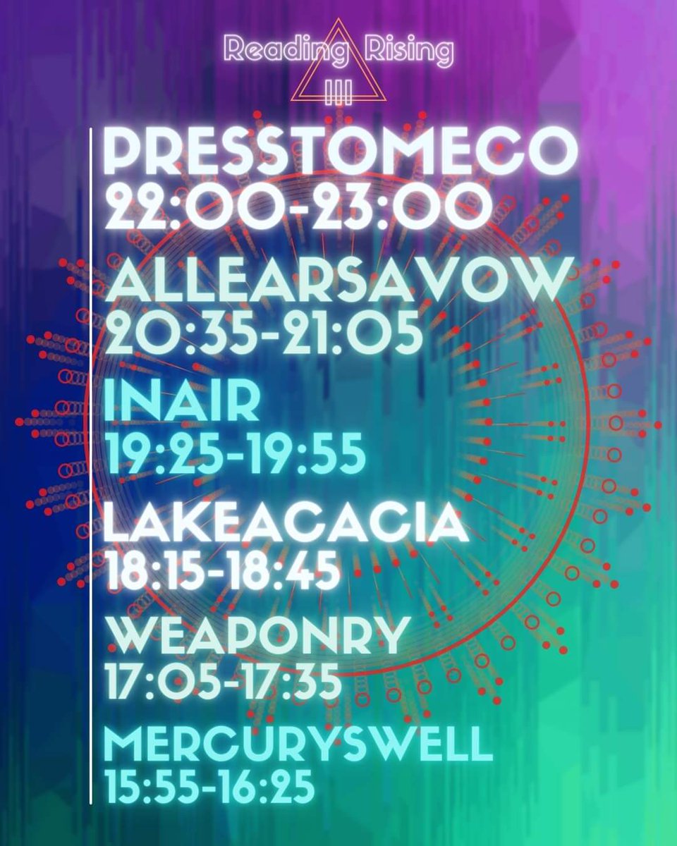 Set times for our stage at Reading Rising today!