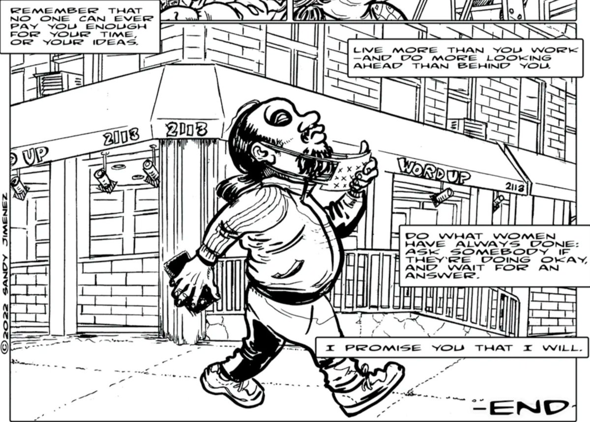 Art by Sandy Jimenez in the New Issue of World War 3 Illustrated! Frontlines of Repair.  buff.ly/3sj8XIQ  #art #comics #repair #Ukraine #Russia #Anarchy