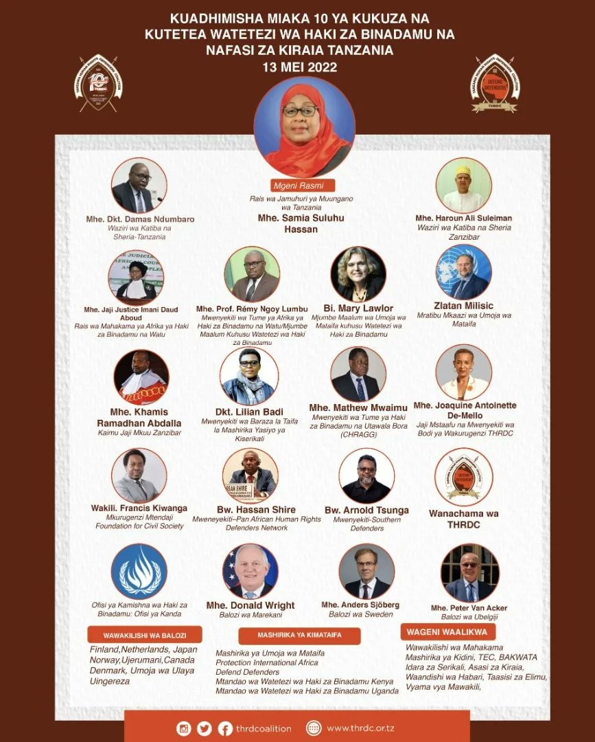 THRDCOALITION's tweet photo. Road to the celebration of A decade of promoting, defending human rights Defenders and civic space in Tanzania @THRDCOALITION
Thank you @SwedeninTZ @sjoberg_a
#AdecadeofTHRDC
#10yrsofthrdc
#Miaka10yathrdc https://t.co/yfwjIQK4fP