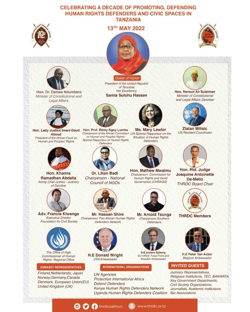 THRDCOALITION's tweet photo. Road to the celebration of A decade of promoting, defending human rights Defenders and civic space in Tanzania @THRDCOALITION
Thank you @SwedeninTZ @sjoberg_a
#AdecadeofTHRDC
#10yrsofthrdc
#Miaka10yathrdc https://t.co/yfwjIQK4fP