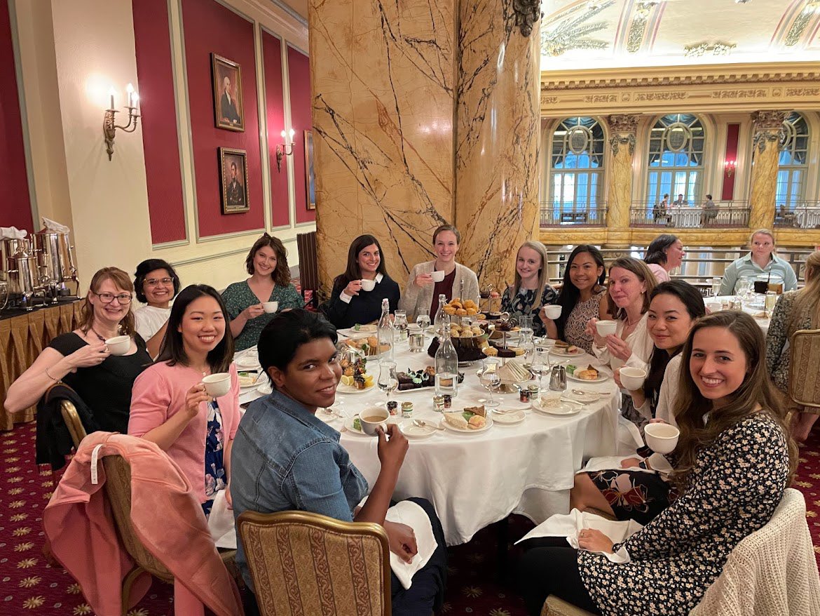 UVaAnesthesia's tweet photo. UVa Women In Anesthesia afternoon tea at the Jefferson Hotel. A lovely afternoon celebrating our graduating CA-3s. @womenMDinanesth @WIMS_UVA @UVACOWIMS @UVAMedAlum #RVA #TeaTime #BestResidents https://t.co/yvXwIqEvOV