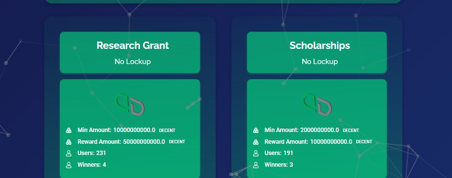 DecentDatabase's tweet photo. DECENT Scholarship
The fourth winner of our DECENT Scholarship will be selected on the 15th of May, 2022.
At 14:00 UTC, a random generator in the Scholarship smart contract will generate a wallet out of all registered wallets as the winner.
#DECENTCoin #DECENTDatabase https://t.co/TBEhfmaAsy