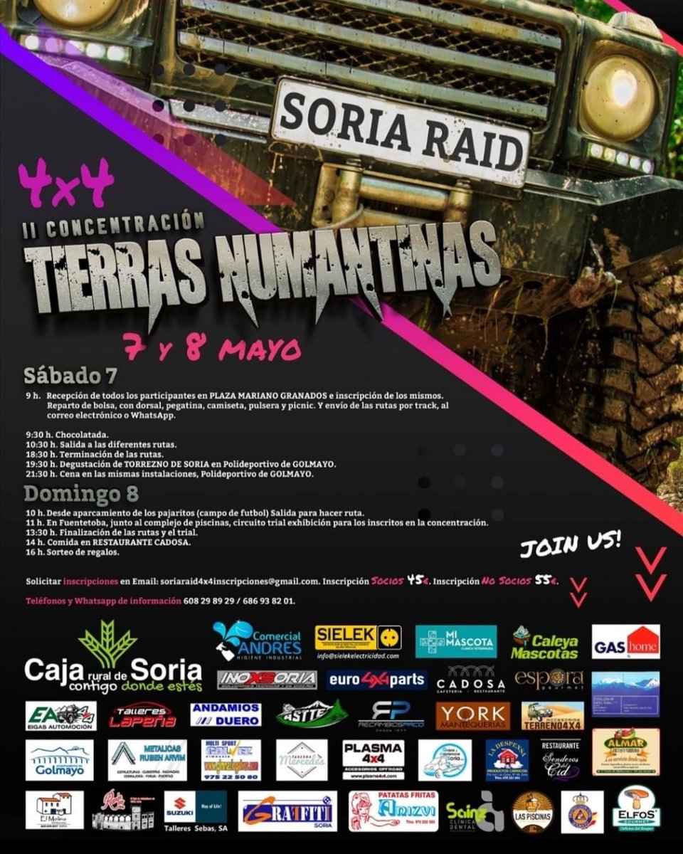 pcivilgolmayo's tweet photo. "II CONCENTRACIÓN 4 X4 Tierras Numantinas", Club Deportivo Soria Raid.

Colaboramos con el Club para ordenar la entrada y salida de los vehículos, comprobar acreditación y evitar riesgos a los peatones, tareas de información, etc.
7/05/2022 https://t.co/LGm8fH7HQf