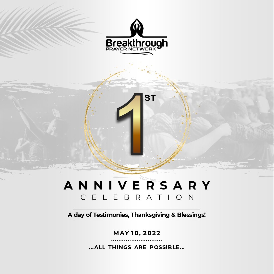 WordAssemblyHQ's tweet photo. So excited to announce that BPN is 1 Year now

We have a lot to be grateful for in the past year and it can only be God that has brought us this far.

To God be all the Glory! 🙌

#BPN #BreakthroughPrayerNetwork  #Anniversary #1yearanniversary https://t.co/zSIXIFnljB