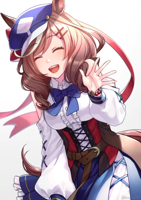 51日目:「応援ありがと～👋😊」※小さい子になったつもりで見てください

遅刻したけどマチタンお誕生日おめでとう!
 #ウマ娘 #マチカネタンホイザ #マチカネタンホイザ生誕祭2022 #1日1ウマ 