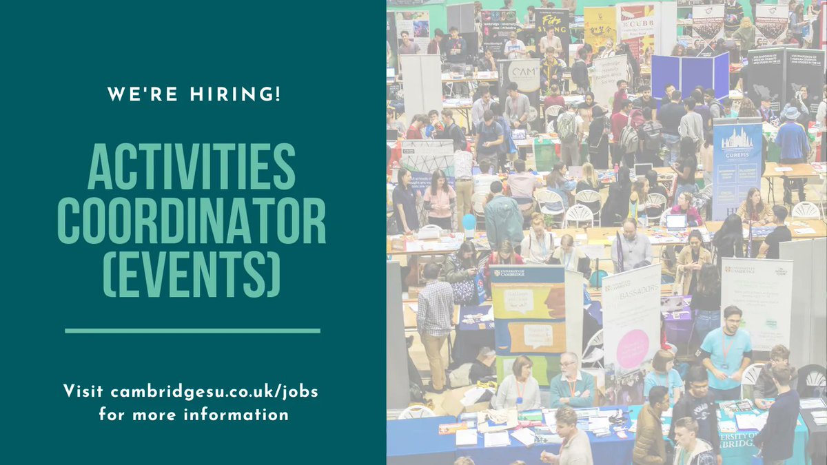 Applications for the role of Activities Coordinator (Events) close this evening! You can find out more about what the job entails and how to apply on our website: cambridgesu.co.uk/jobs/vacancy/1…