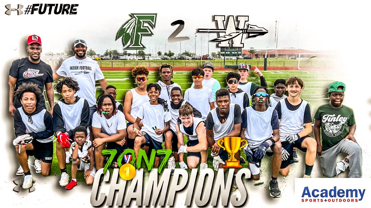 Tolleson20's tweet photo. Our Future had a GREAT showing in the 2nd Annual Middle School.  7on7 Tourney Sponsored By Academy Sports. Coleman 8th won 🥇 in their division &amp; Finley 7th Won 🥇 in their Division. Coleman 7th was Runner-Up! #FutureSons @NDNAthletics @NDNFootball https://t.co/9cYWvmrcKu