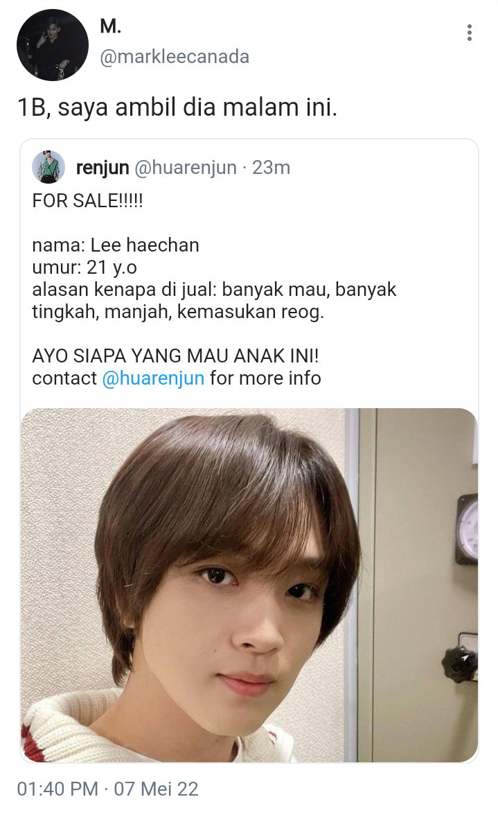strwberrybabes_'s tweet photo. ㅤ ㅤ  MarkHyuck au

  • dari dijual teman turun ke hati •

Haechan hanya seorang lelaki biasa yang tinggal di apartemen yang sederhana dan kecil. hidupnya yang biasa dibuat menjadi gila semenjak ia dijual oleh temannya, renjun dan juga jaemin. https://t.co/UGFbRn5Rr3