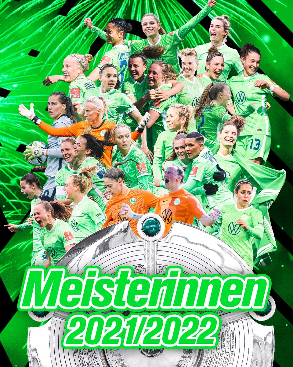 VfL_Frauen's tweet photo. 🎉💚 DEUTSCHER MEISTER 2021/2022 💚🎉

#VfLWolfsburg https://t.co/IKJ3iCMX2G