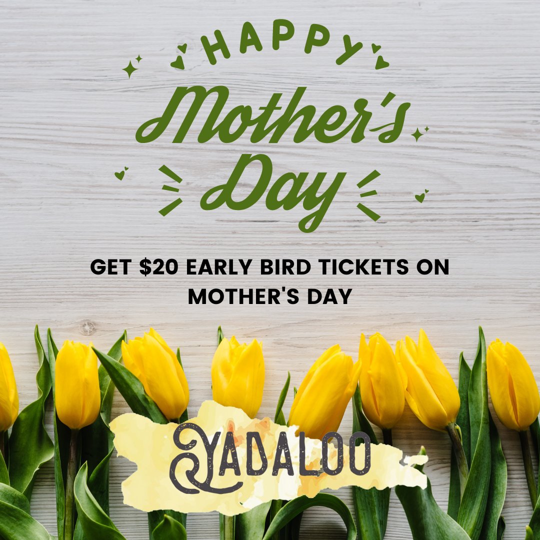 💐 Happy Mother's Day to all of the mothers out there! We've opened our tickets back up to the Early Bird rate of $20 for today! See you on May 21! 🎟: yadaloo.com

#yadaloofest