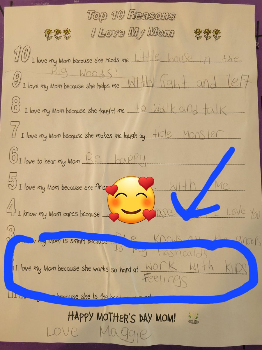 Happy Mother's Day to all the moms out there! My daughter gave me this this morning and this answer made my heart melt!