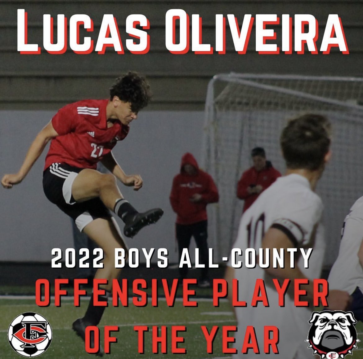 FCHSSoccer's tweet photo. Congrats to Lucas Oliveira for being selected Offensive Player of the Year for the boys All-County team and Tessa Harrington for being selected Defensive Player of the Year for the girls All-County team. #ghsa #fchssoccer #2022allcountyteam https://t.co/uE0thXOLXY