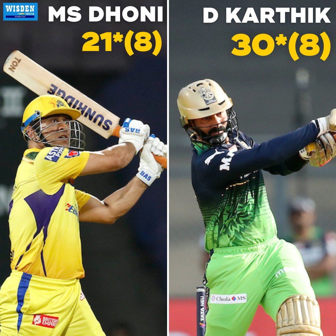 Wisden_Asia's tweet photo. MS Dhoni &amp; Dinesh Karthik – India's veteran wicketkeeper-batters are rolling back the years in style 🔥

#IPL2022 #MSD #DK #CSKvsDC https://t.co/gtt7u3FVin