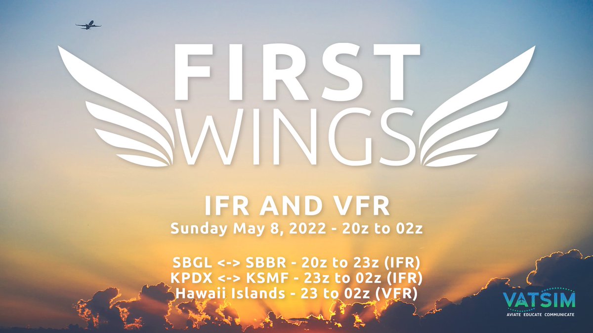 Flying in today's First Wings event? Still have some questions you'd like to see answered?

For help with IFR flights, from 1830 UTC tune in to The Flying Fabio's stream: twitch.tv/theflyingfabio

For VFR, SlantAlphaAdventures will be available from 23 UTC: twitch.tv/slantalphaadve…