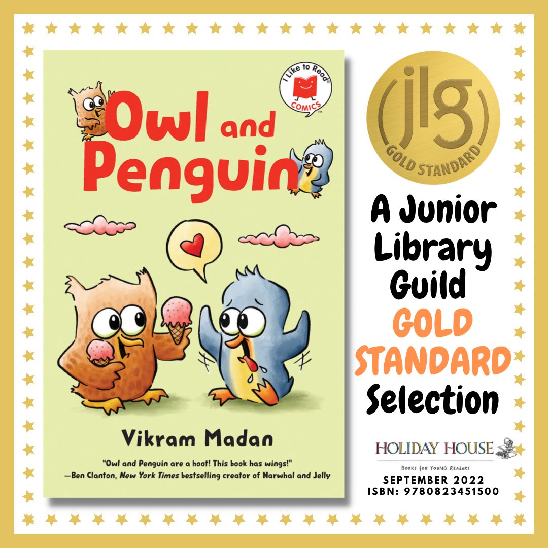 So delighted to learn that my upcoming beginner #GraphicNovel OWL & PENGUIN is a Junior Library Guild Gold Standard Selection! #JLGSelection #GoldStandard @HolidayHouseBks #ILikeToReadComics