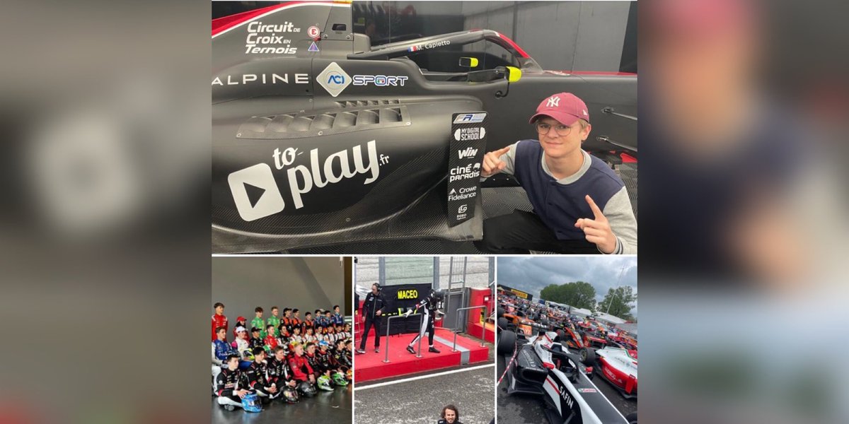 xalexandrepro's tweet photo. 2e Grand Prix de la saison pour #maceocapietto à Imola 🇮🇹 dans le cadre du championnat #FIA de Formule 3
Remontada pour Maceo partis en 26e position pour finir P10 et 3e Rookie 
Bravo Maceo ! 

#sponsoring #mydigitalschool #winsportschool #eduservices #maceocapietto #F3 #alpine https://t.co/K52O1t7tkY