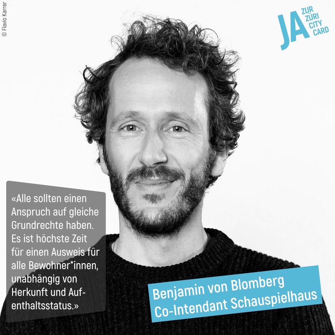 Schauspielhaus Zürich (@zschauspielhaus) on Twitter photo <a href="/ZueriCityCard/">Züri City Card</a>
.
Co-Intendant Benjamin von Blomberg unterstützt die Züri City Card und sagt: „Nehmen Sie ihr Stimmrecht wahr, wenn Sie eines haben. Am 15. Mai kommt es zur Abstimmung.“ <a href="/ZueriCityCard/">Züri City Card</a>
.
Co-Intendant Benjamin von Blomberg unterstützt die Züri City Card und sagt: „Nehmen Sie ihr Stimmrecht wahr, wenn Sie eines haben. Am 15. Mai kommt es zur Abstimmung.“