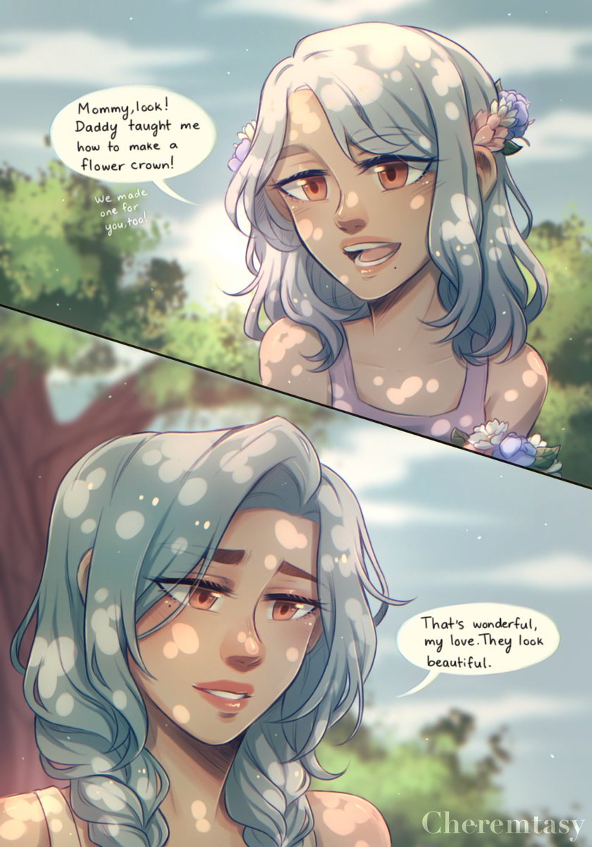 Hallouria's tweet photo. Happy Mother’s Day! 🌸 Here’s some pieces I whipped up that just so happened to be on time for today. 🥺 The first one is of an older Eris with her daughter, June, and the second one is of a much younger Eris with her mother. :> https://t.co/jPWZXyQZAu