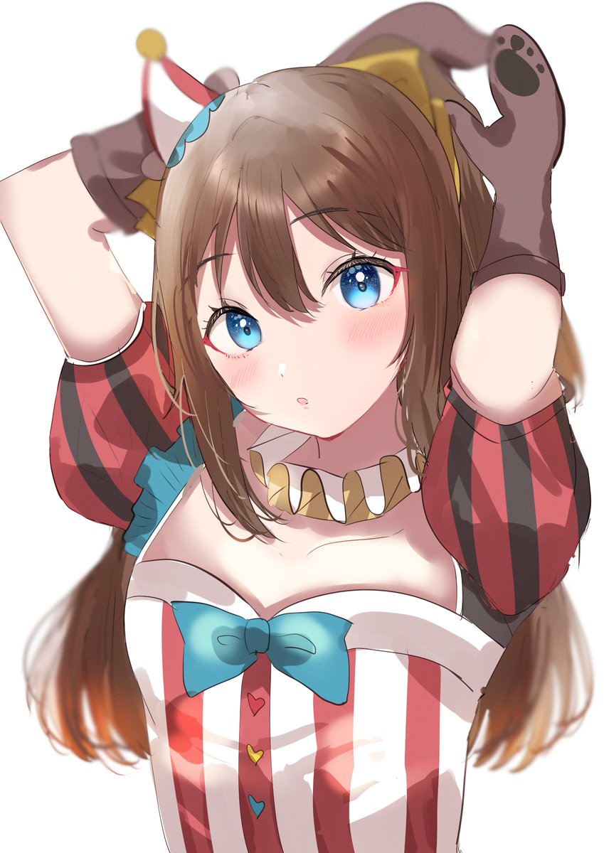 ousaka shizuku 1girl solo brown hair blue eyes gloves long hair hat  illustration images