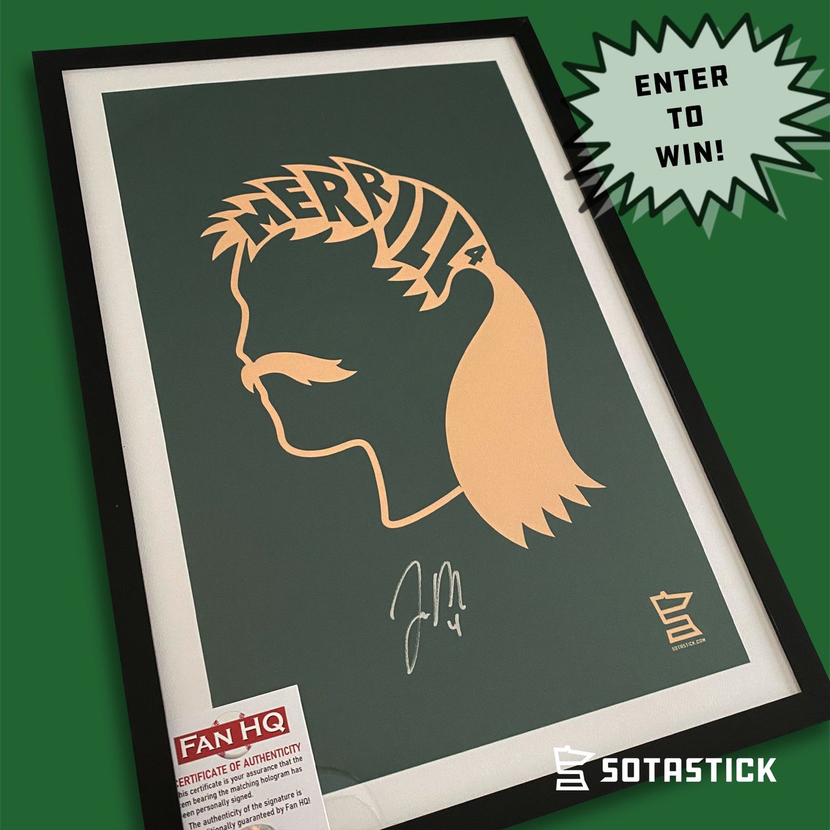SotaStickCo's tweet photo. We got one of our Merrill Mullet &amp; Mustache framed prints to giveaway... autographed by Jon Merrill! This is 1 of 3 in existence.

Rules to enter!
1⃣ Retweet this post.
2⃣ Tag a hockey friend in the comments.
3⃣ Follow @SotaStickCo, @FanHQ, @SotaStickTom. https://t.co/dGL56rCJQH